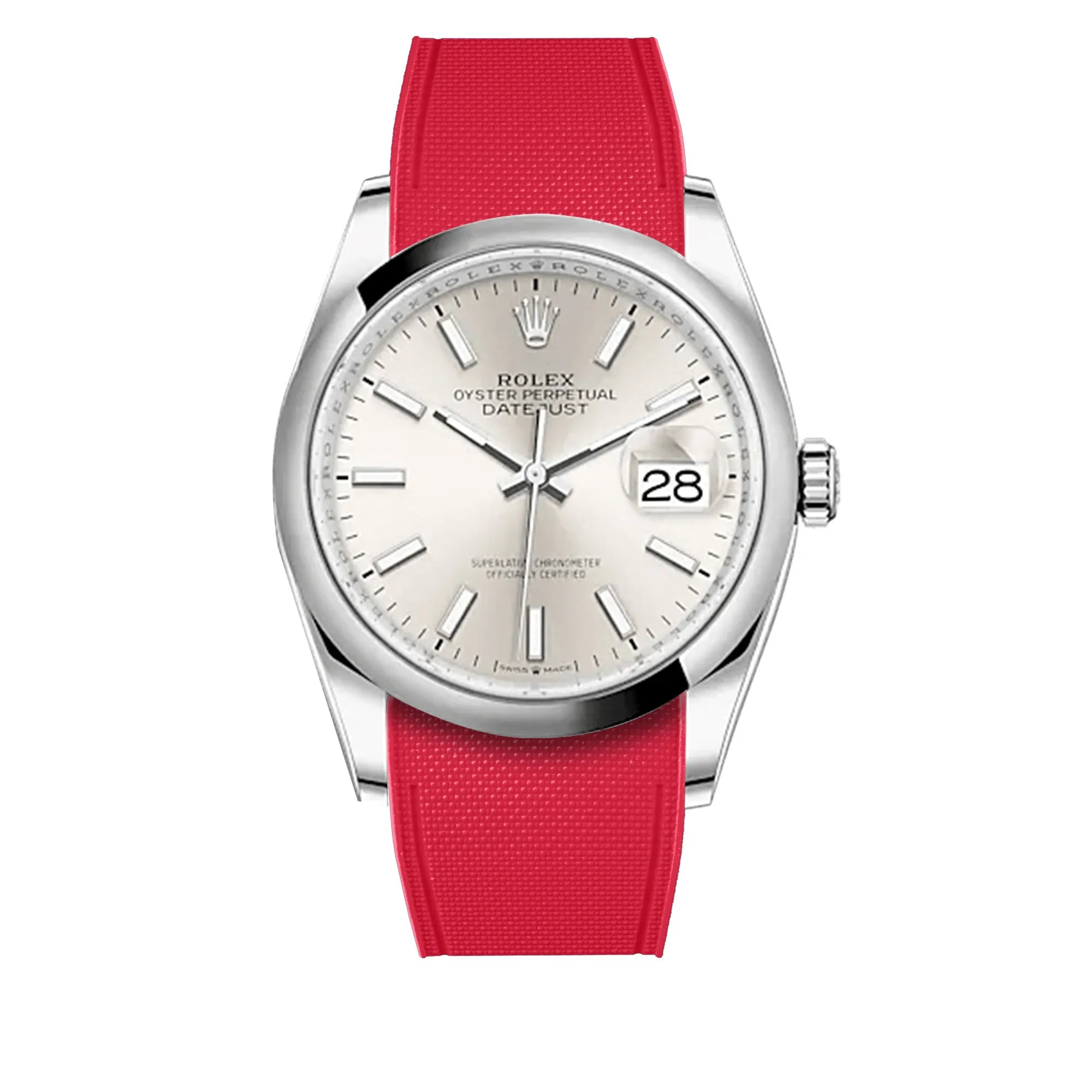 a??Rolex Oyster - R Strap Premium a?? Cordura pattern rubber watch band for Oyster Perpetual Datejust 36mm