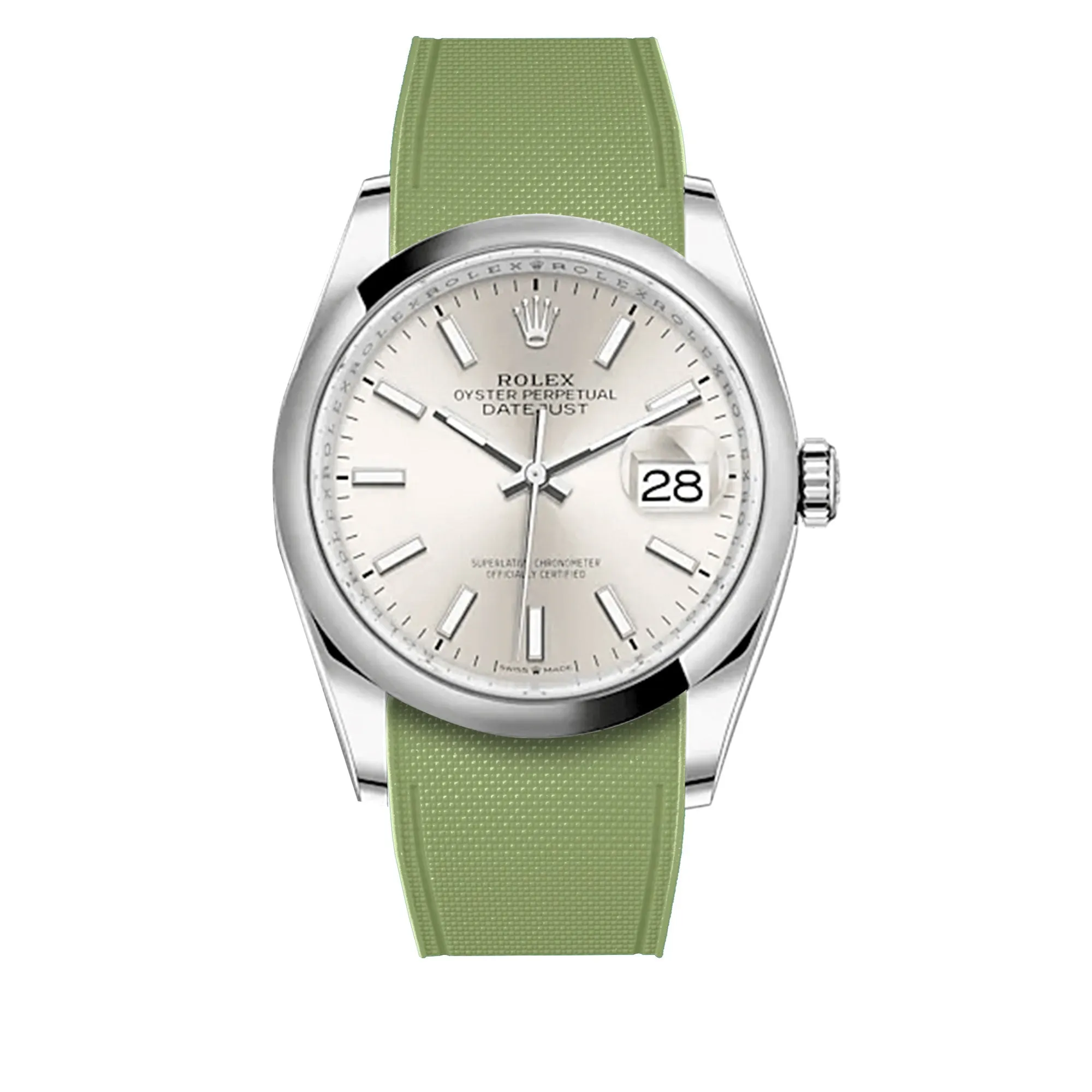 a??Rolex Oyster - R Strap Premium a?? Cordura pattern rubber watch band for Oyster Perpetual Datejust 36mm