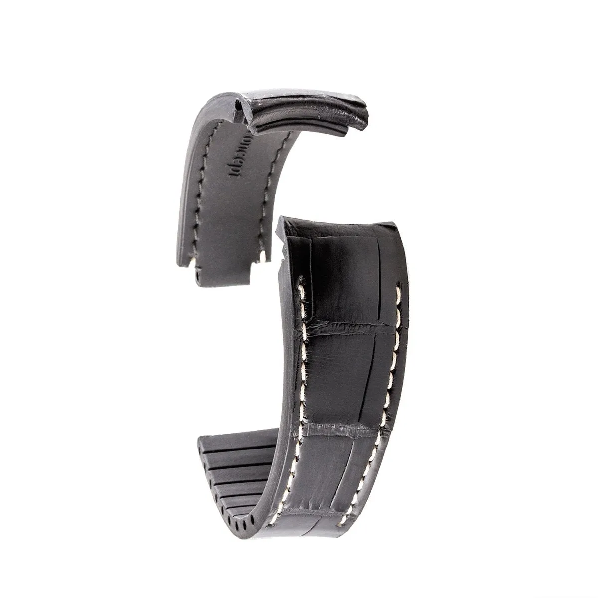 a??Rolex - R Strap high end leather watchband - Contrasted black alligator (blue, brown, grey...)