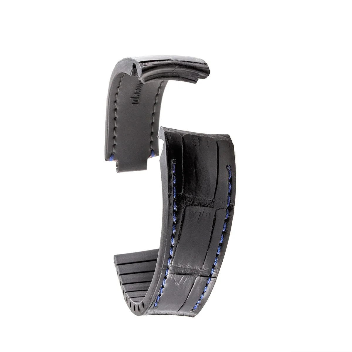 a??Rolex - R Strap high end leather watchband - Contrasted black alligator (blue, brown, grey...)
