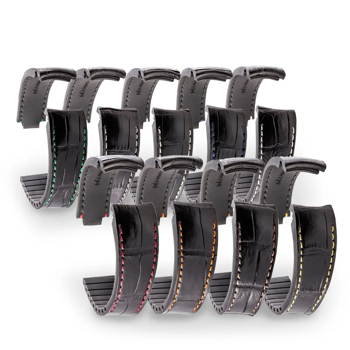 a??Rolex - R Strap high end leather watchband - Contrasted black alligator (blue, brown, grey...) Luxury watch bands Limited edition watch bands