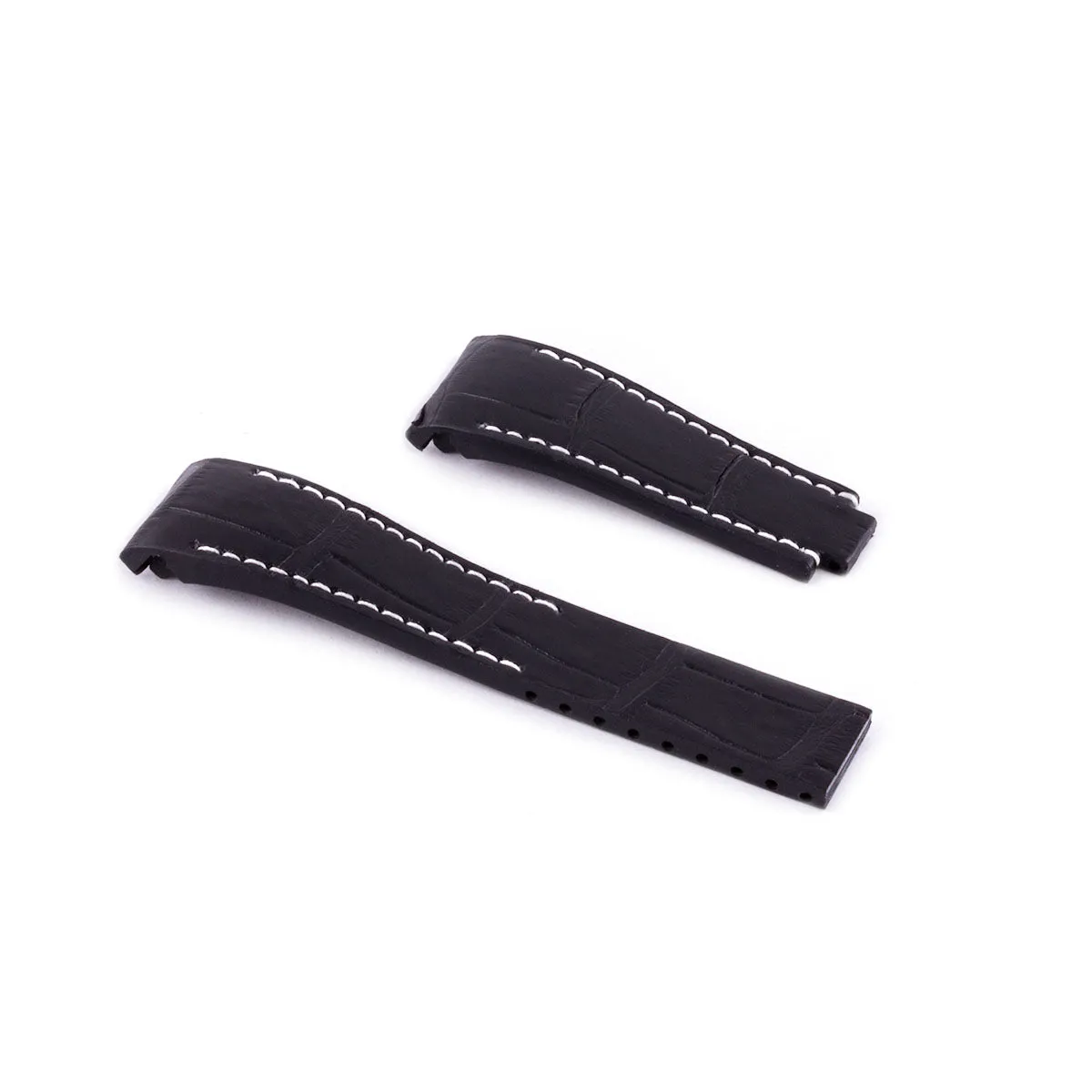 a??Rolex - R Strap high end leather watchband - Contrasted black alligator (blue, brown, grey...)