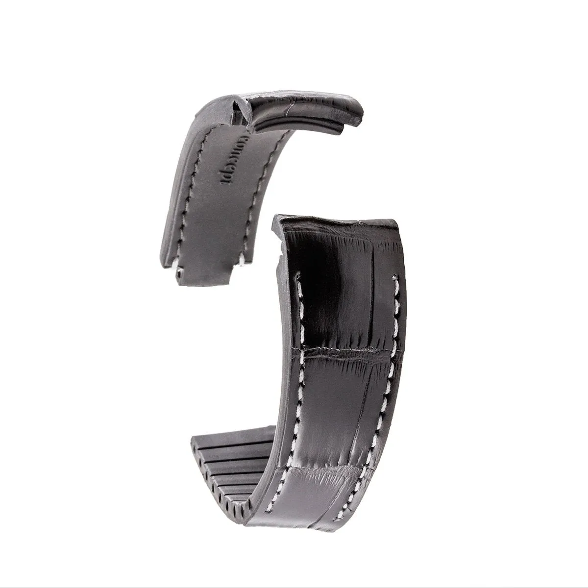 a??Rolex - R Strap high end leather watchband - Contrasted black alligator (blue, brown, grey...)