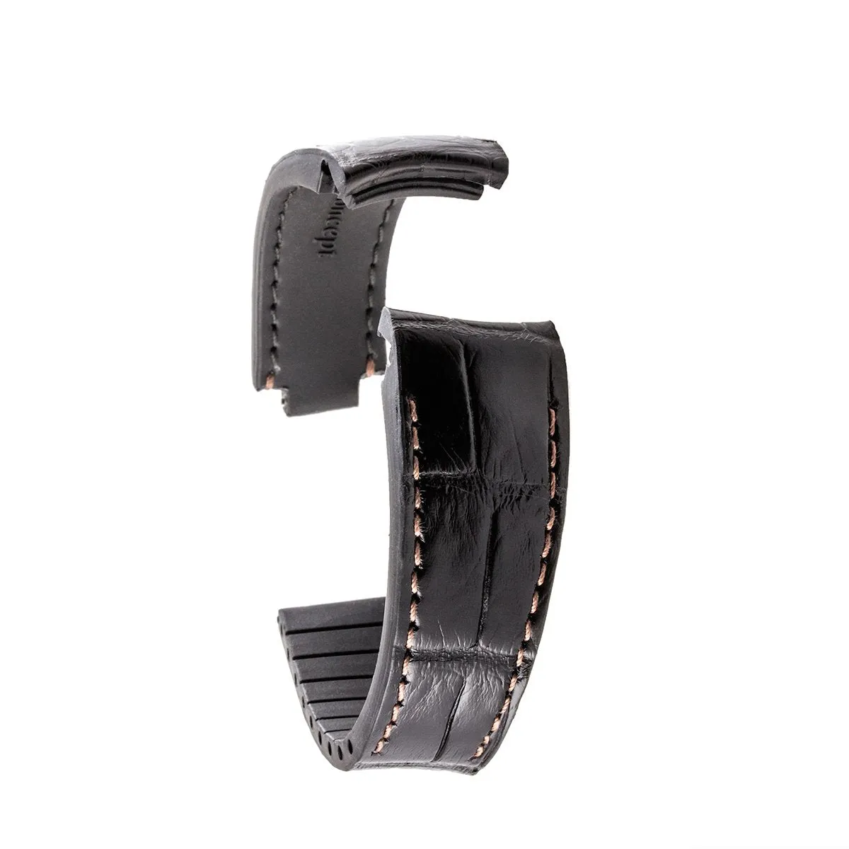 a??Rolex - R Strap high end leather watchband - Contrasted black alligator (blue, brown, grey...)