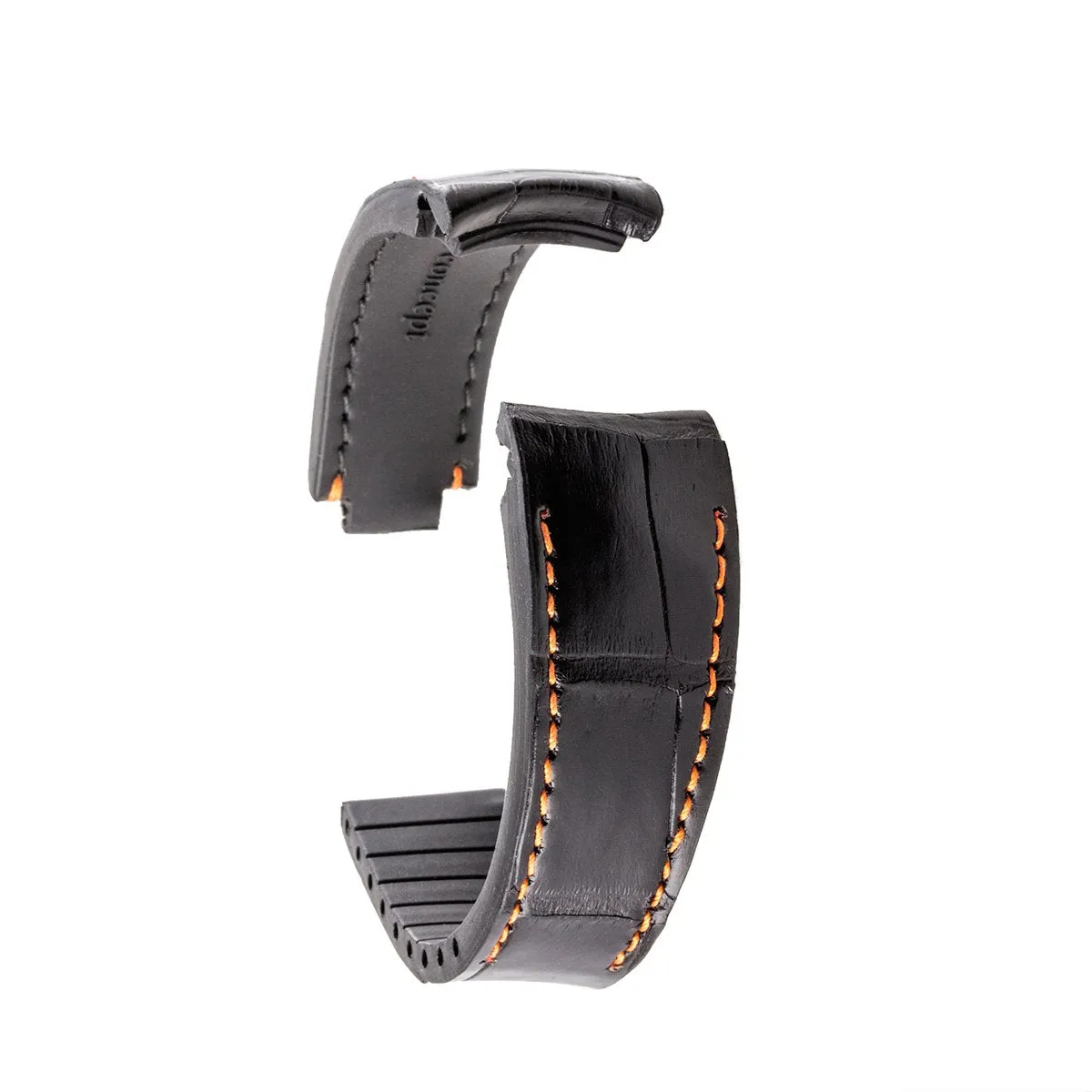 a??Rolex - R Strap high end leather watchband - Contrasted black alligator (blue, brown, grey...)
