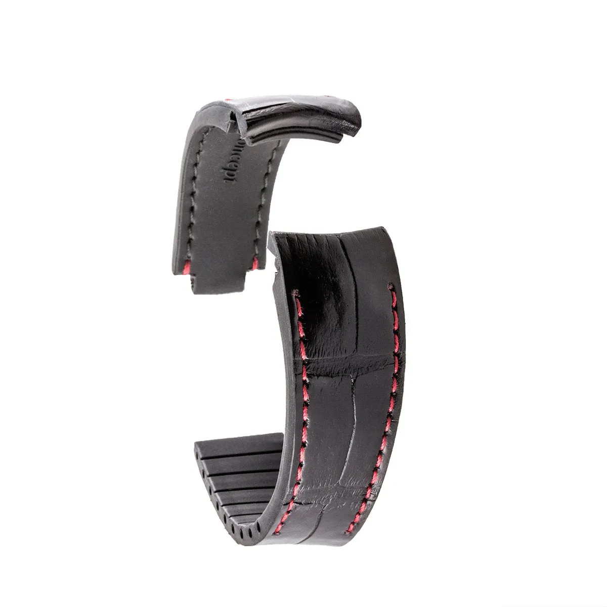 a??Rolex - R Strap high end leather watchband - Contrasted black alligator (blue, brown, grey...)
