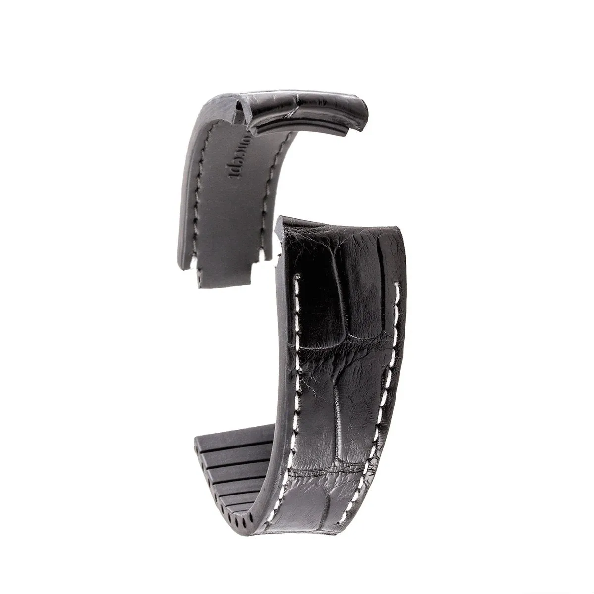 a??Rolex - R Strap high end leather watchband - Contrasted black alligator (blue, brown, grey...)