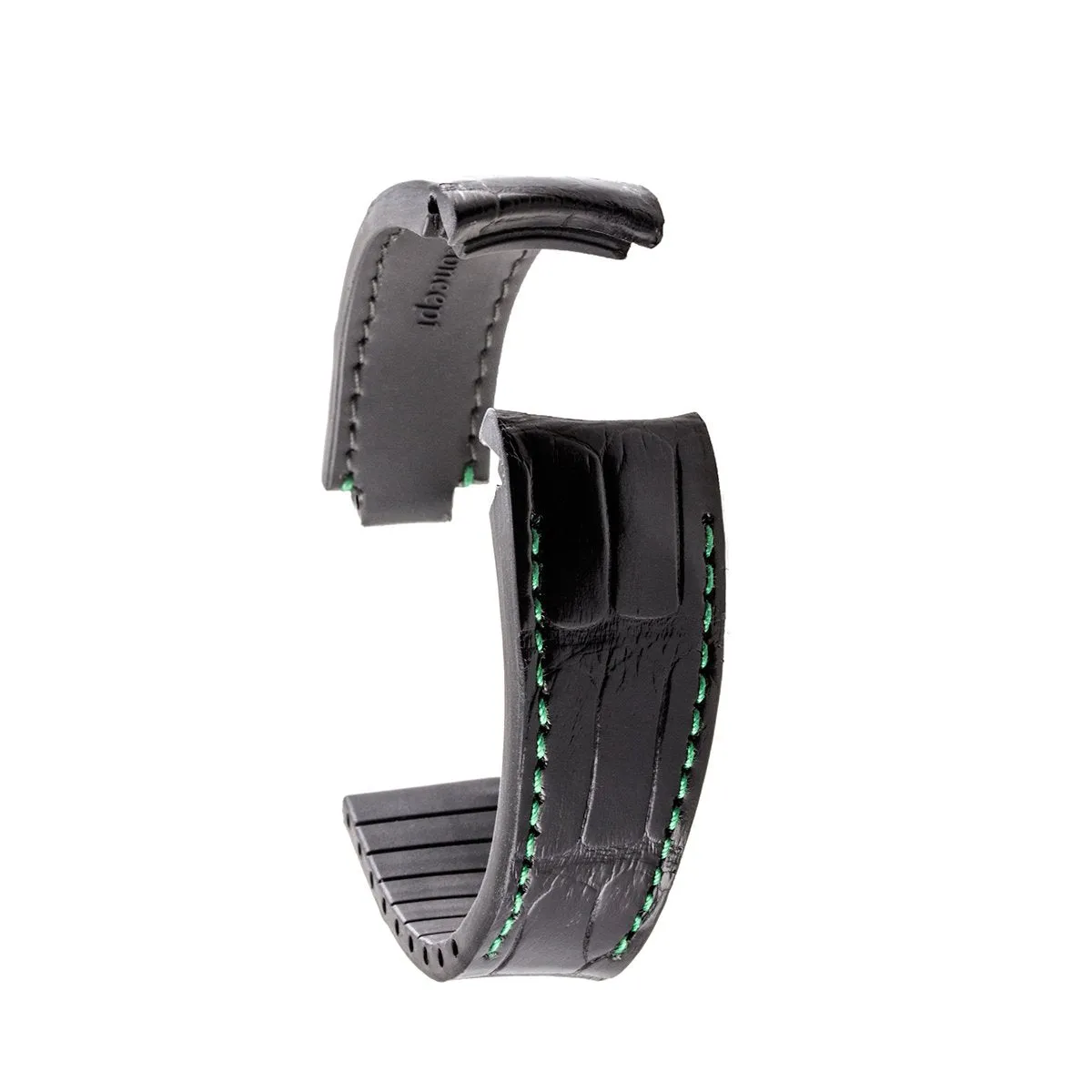 a??Rolex - R Strap high end leather watchband - Contrasted black alligator (blue, brown, grey...)