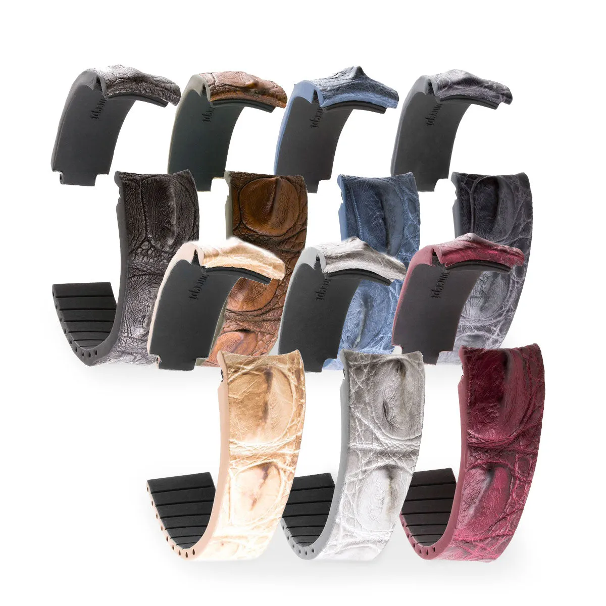 a??Rolex - R Strap leather watch band - Hornback alligator (black, brown, blue, grey, red, green...)