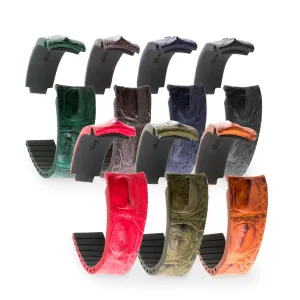 a??Rolex - R Strap leather watch band - Hornback alligator (black, brown, blue, grey, red, green...) Luxury watch bands Limited edition watch bands