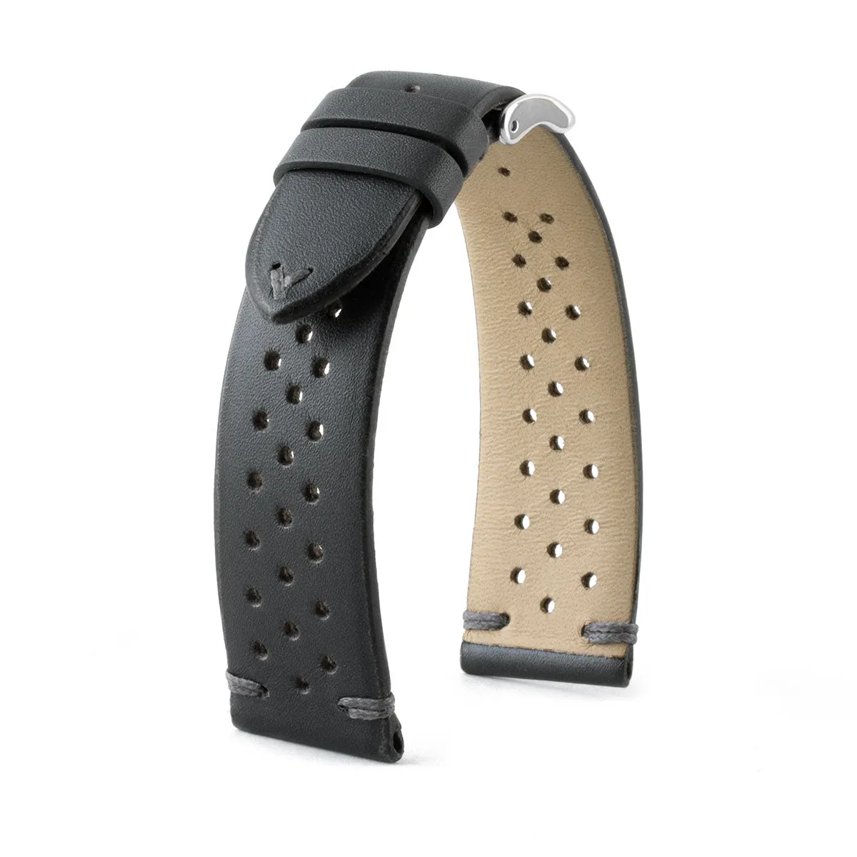 a??Vintage "Driver" strap - Leather watch band - Calf (black, grey, brown, blue, red, green, kaki)