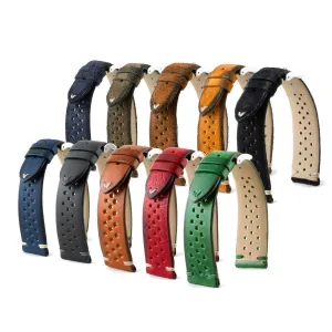 a??Vintage "Driver" strap - Leather watch band - Calf (black, grey, brown, blue, red, green, kaki) Luxury watch bands Limited edition watch bands