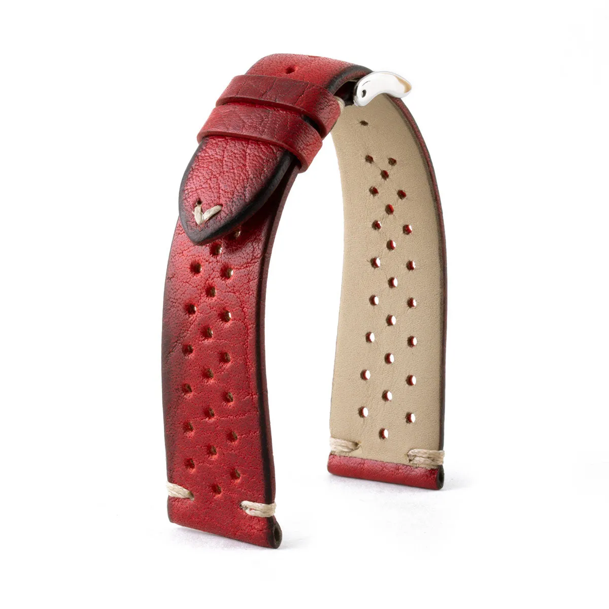 a??Vintage "Driver" strap - Leather watch band - Calf (black, grey, brown, blue, red, green, kaki)