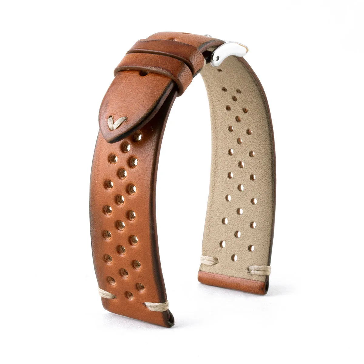 a??Vintage "Driver" strap - Leather watch band - Calf (black, grey, brown, blue, red, green, kaki)