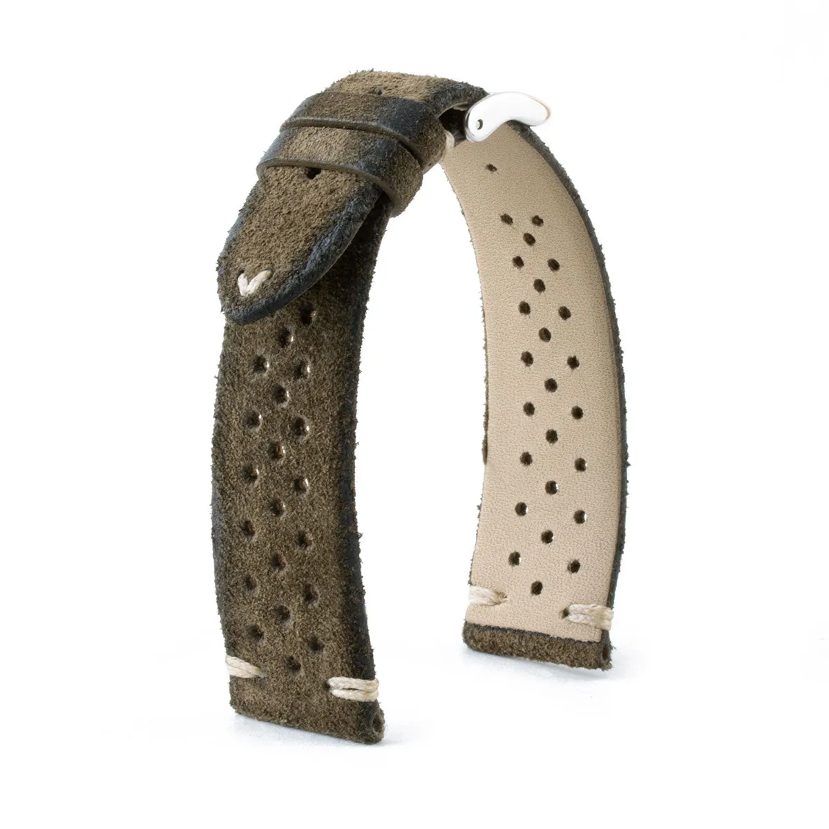 a??Vintage "Driver" strap - Leather watch band - Calf (black, grey, brown, blue, red, green, kaki)