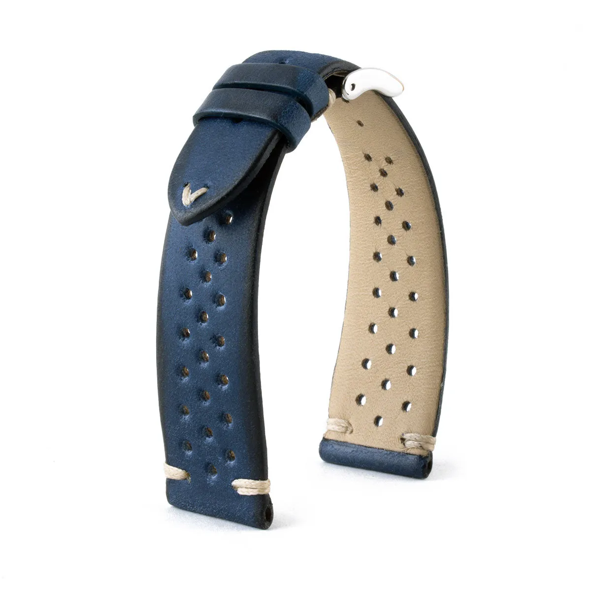 a??Vintage "Driver" strap - Leather watch band - Calf (black, grey, brown, blue, red, green, kaki)
