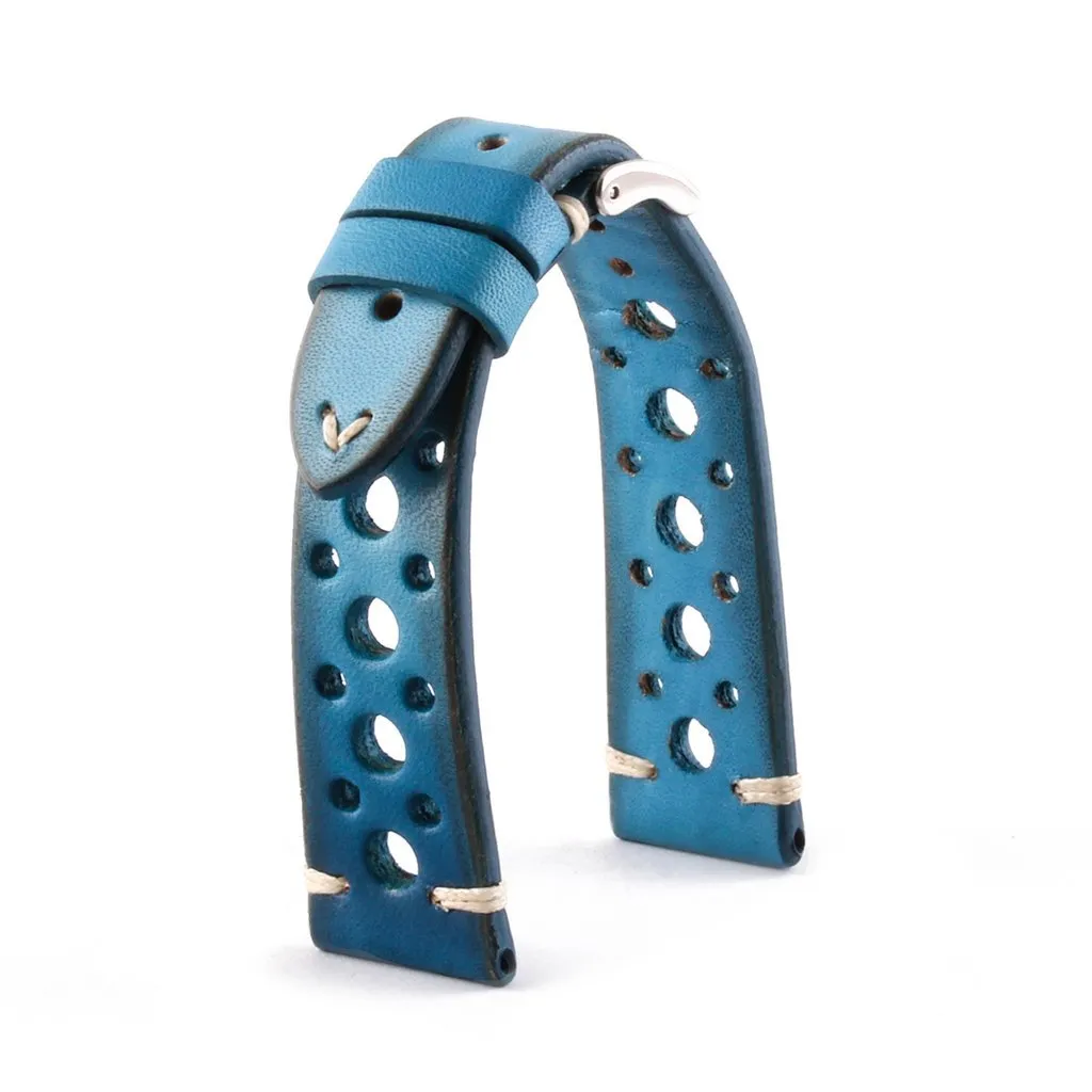 a??Vintage "Racing" strap - High end leather watch band - Calf (black, grey, brown, blue, red, taupe, camo)