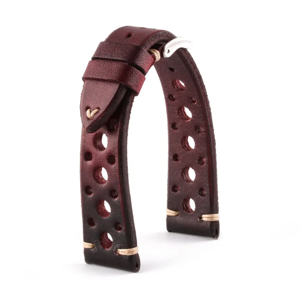 a??Vintage "Racing" strap - High end leather watch band - Calf (black, grey, brown, blue, red, taupe, camo)
