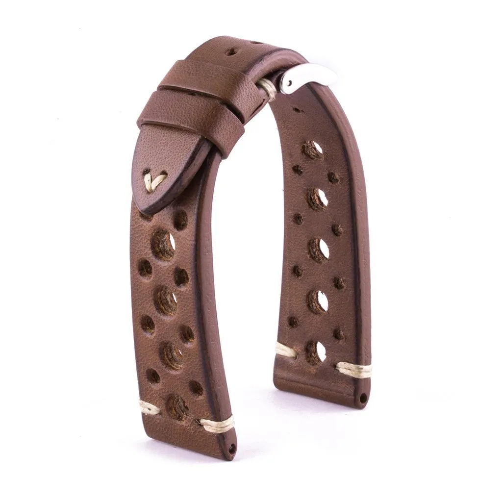 a??Vintage "Racing" strap - High end leather watch band - Calf (black, grey, brown, blue, red, taupe, camo)