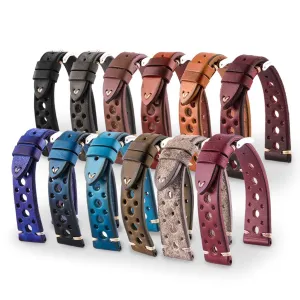 a??Vintage "Racing" strap - High end leather watch band - Calf (black, grey, brown, blue, red, taupe, camo) Luxury watch bands Limited edition watch bands