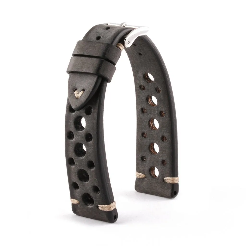 a??Vintage "Racing" strap - High end leather watch band - Calf (black, grey, brown, blue, red, taupe, camo)