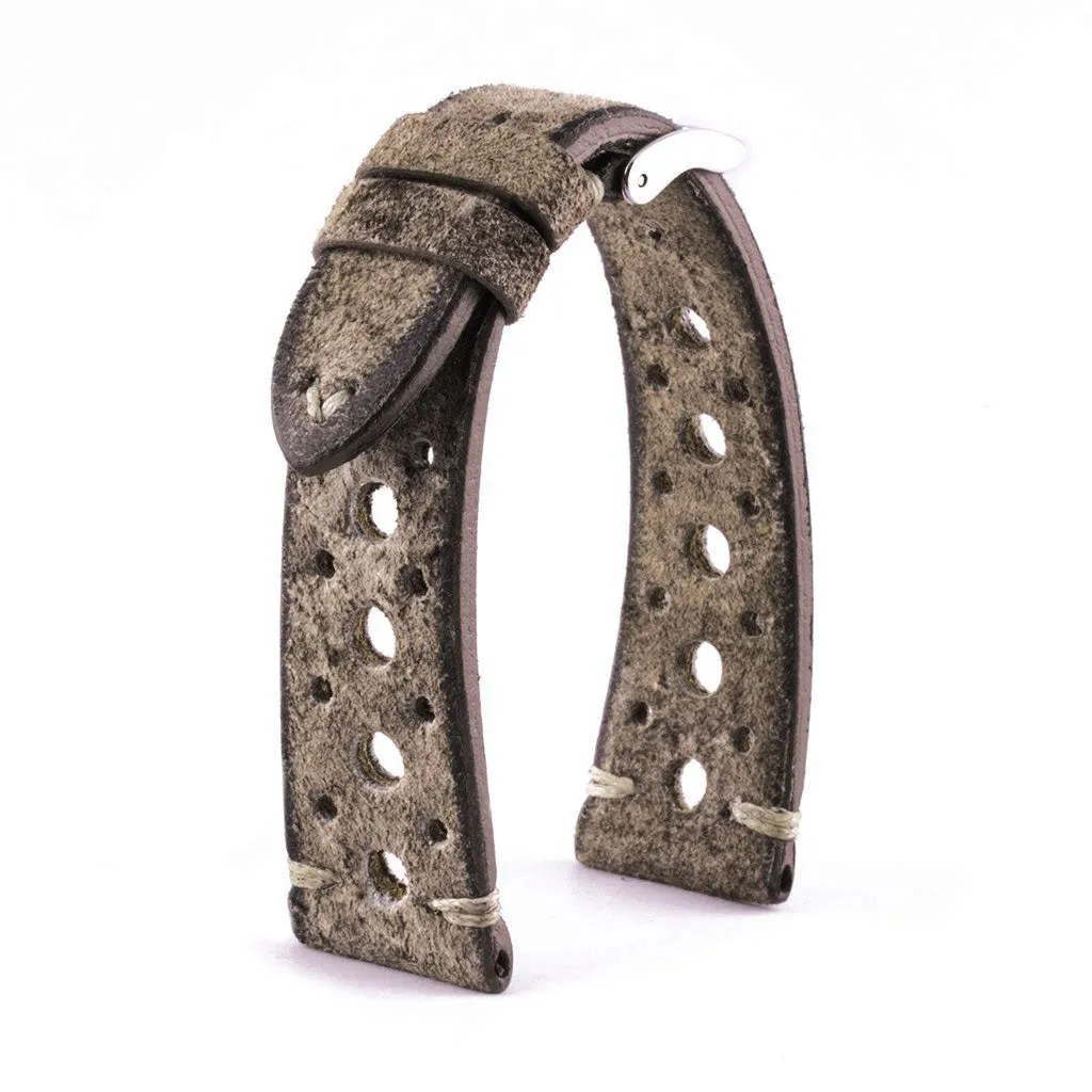 a??Vintage "Racing" strap - High end leather watch band - Calf (black, grey, brown, blue, red, taupe, camo)