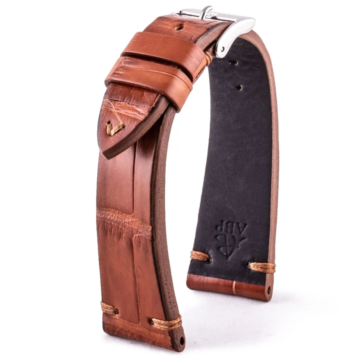 a??Vintage strap - Leather watchstrap - Alligator (black, brown, kaki, burgundy, red, purple)