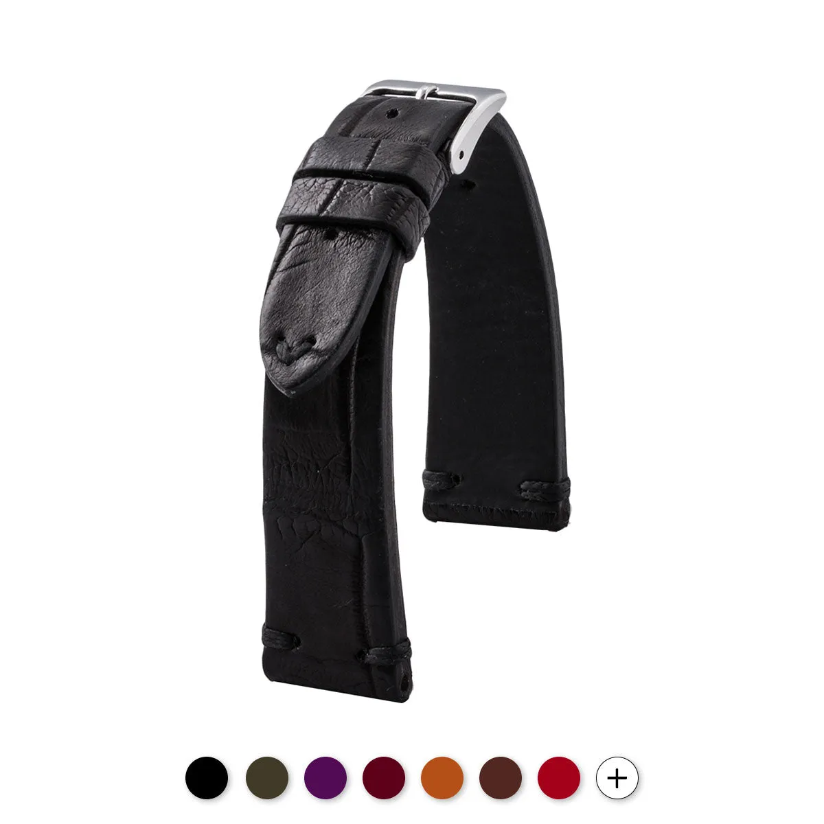 a??Vintage strap - Leather watchstrap - Alligator (black, brown, kaki, burgundy, red, purple)