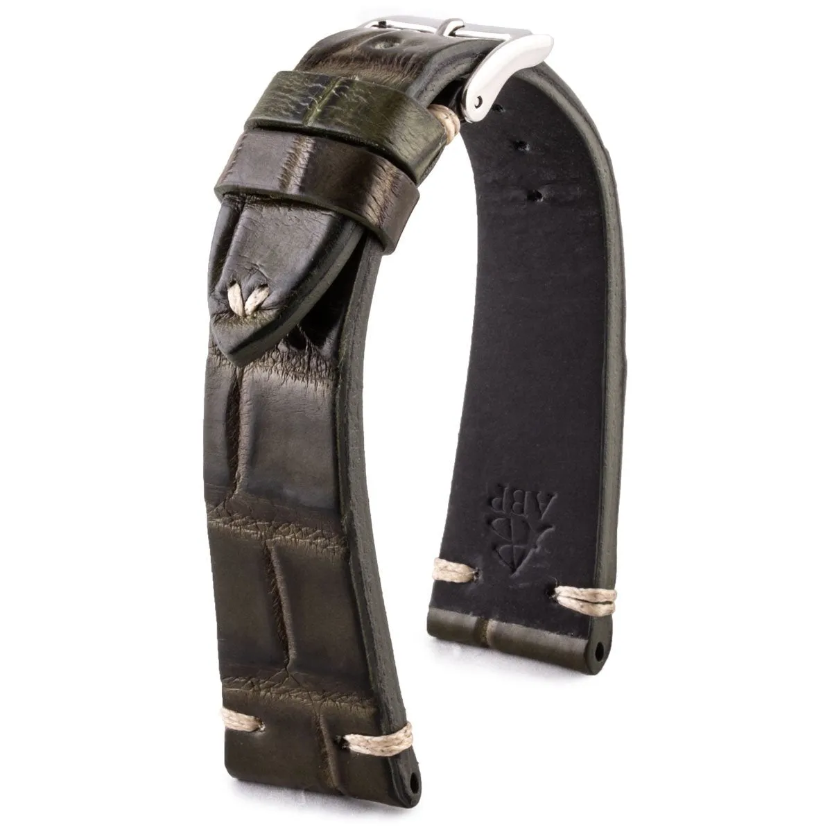 a??Vintage strap - Leather watchstrap - Alligator (black, brown, kaki, burgundy, red, purple)