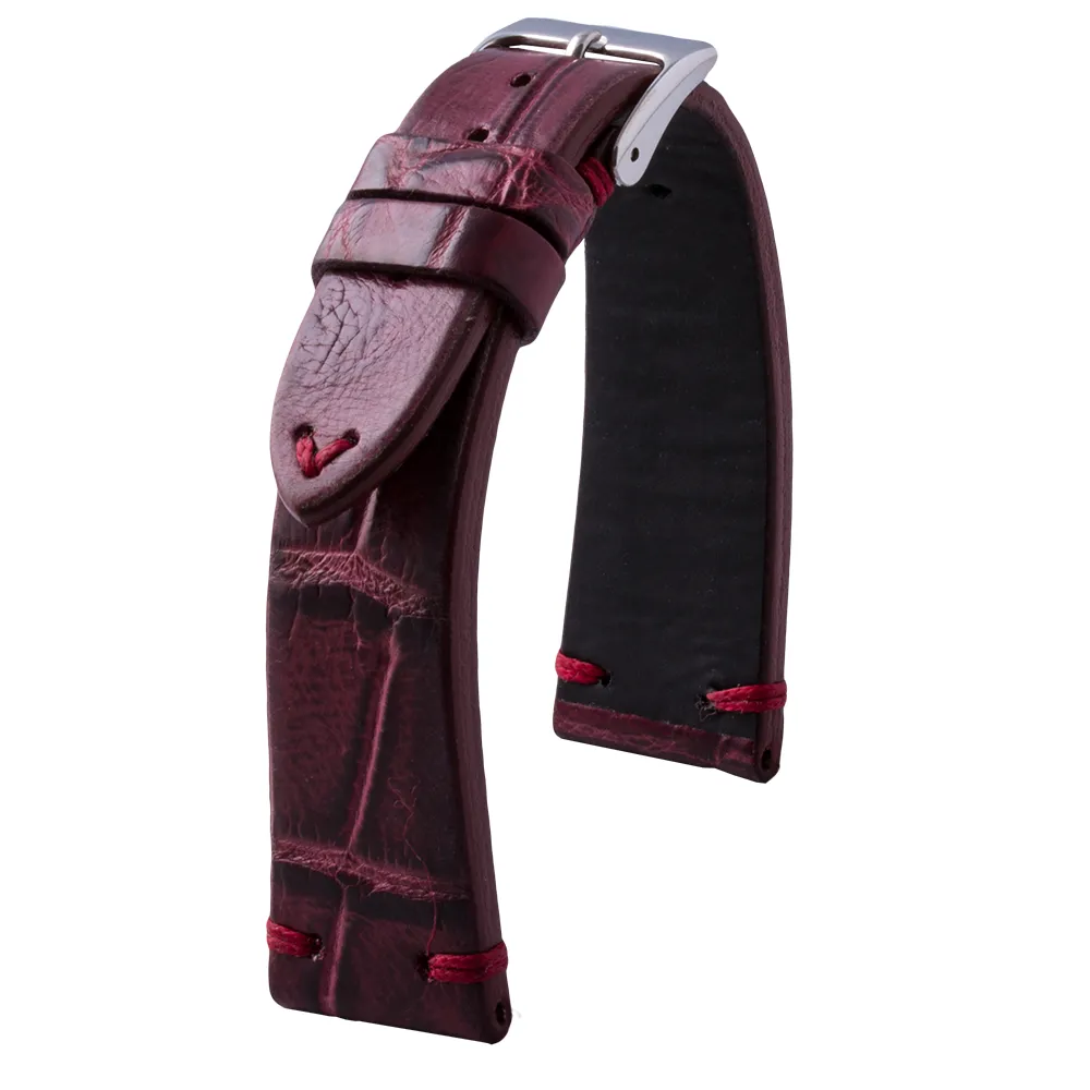 a??Vintage strap - Leather watchstrap - Alligator (black, brown, kaki, burgundy, red, purple)