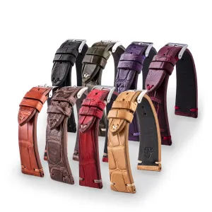 a??Vintage strap - Leather watchstrap - Alligator (black, brown, kaki, burgundy, red, purple) Luxury watch bands Limited edition watch bands
