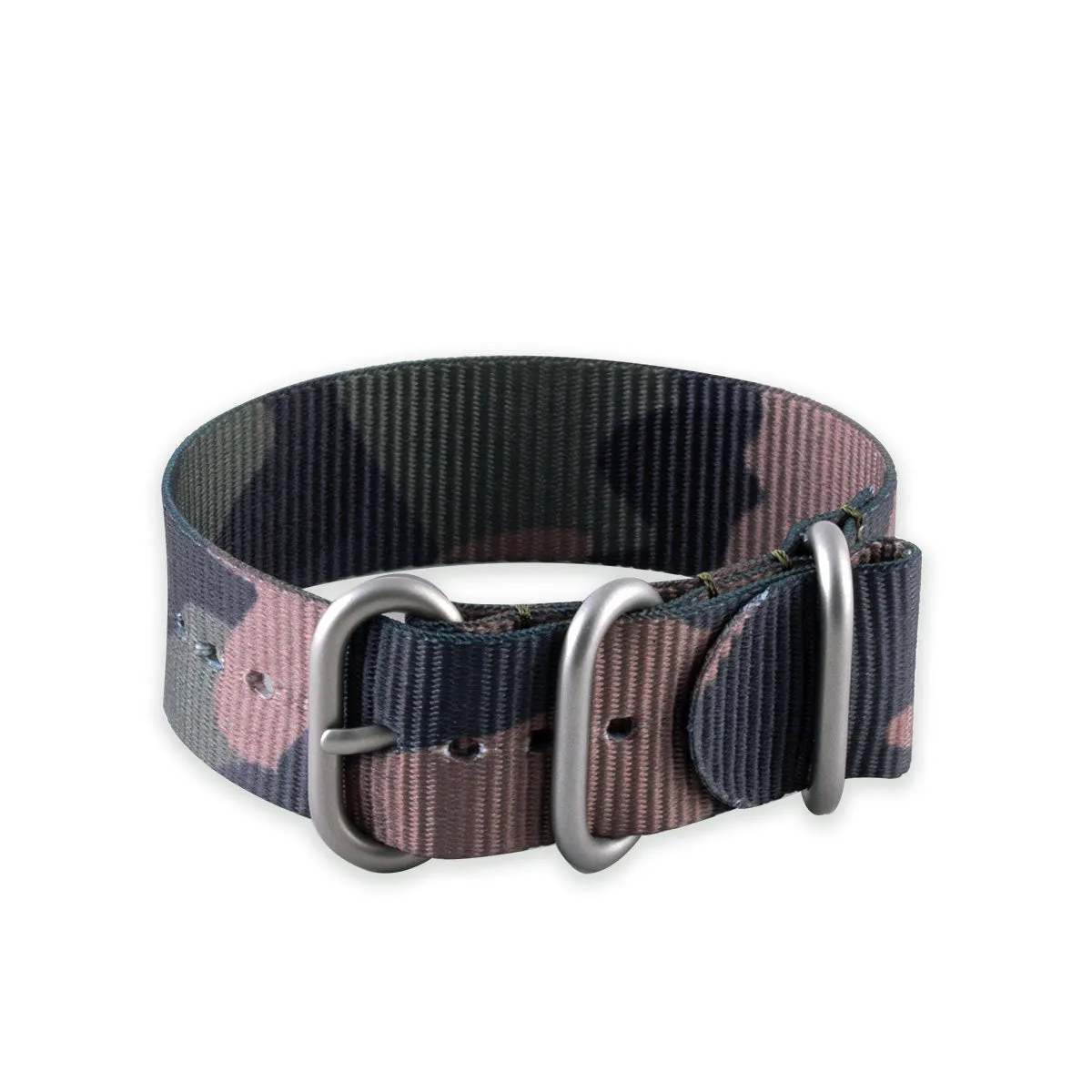 a??Zulu nato 3 rings watchstrap - Camo nylon / fabric (brown, brown/green, grey)