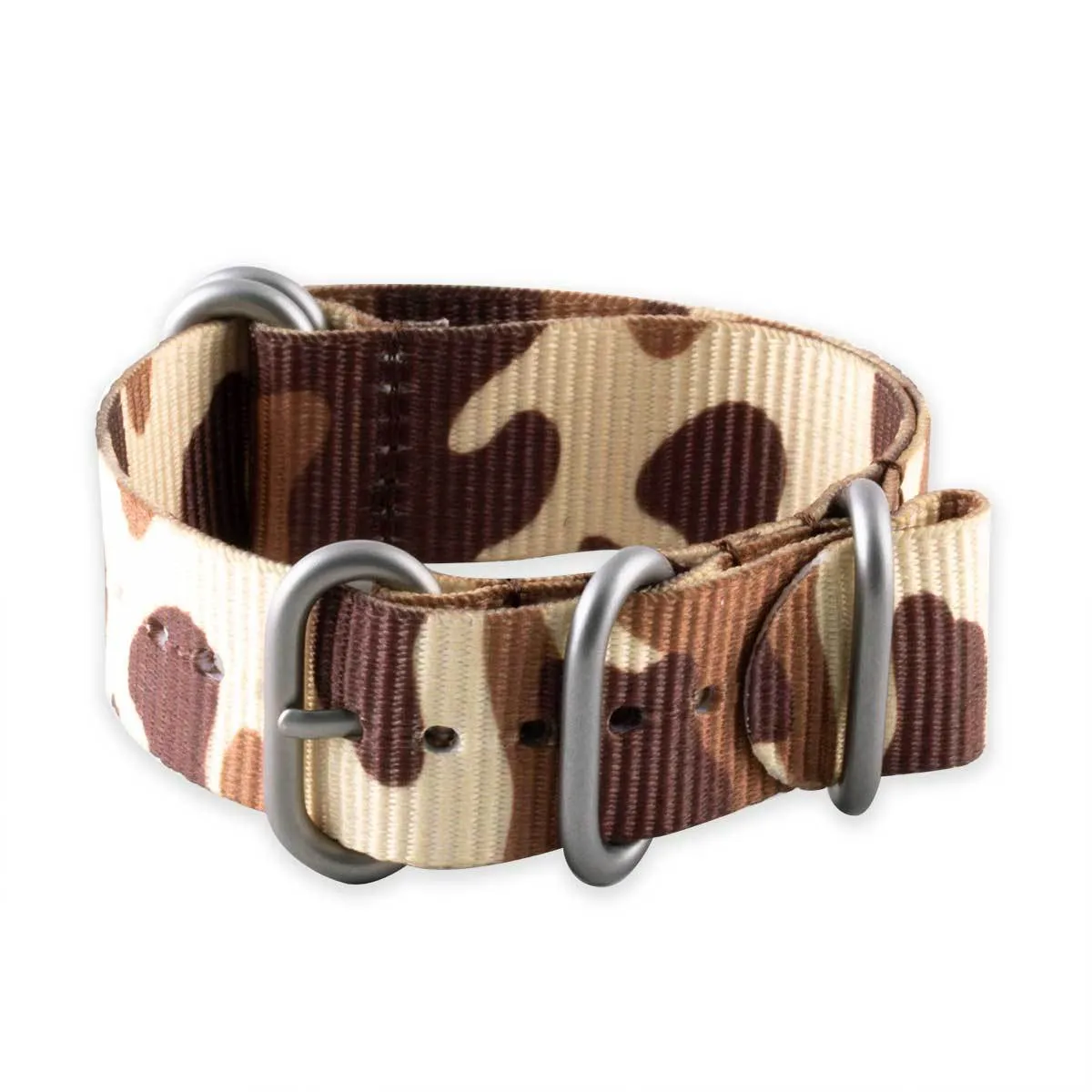 a??Zulu nato watch band 5 rings - Camo nylon / fabric (brown, brown/green, grey)