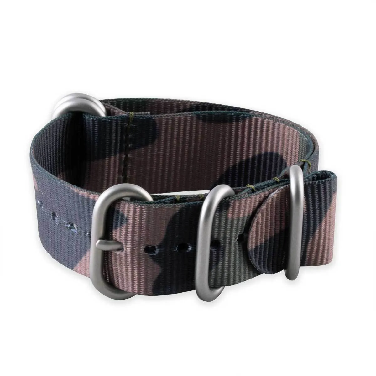a??Zulu nato watch band 5 rings - Camo nylon / fabric (brown, brown/green, grey)