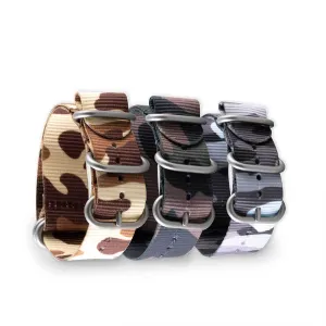 a??Zulu nato watch band 5 rings - Camo nylon / fabric (brown, brown/green, grey) Luxury watch bands Limited edition watch bands