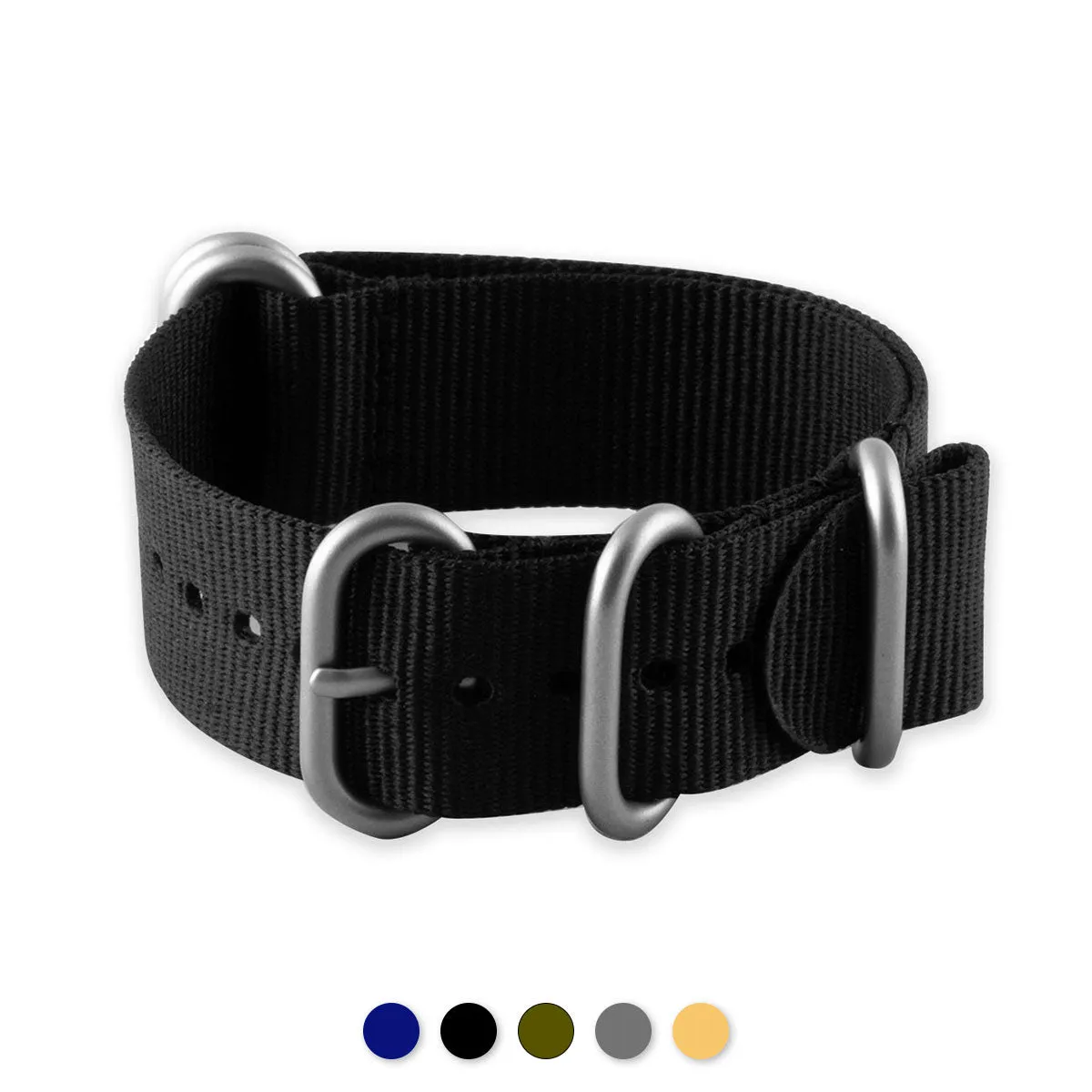 a??Zulu nato watch band 5 rings - Nylon / fabric (blue, black, kaki, beige, grey)