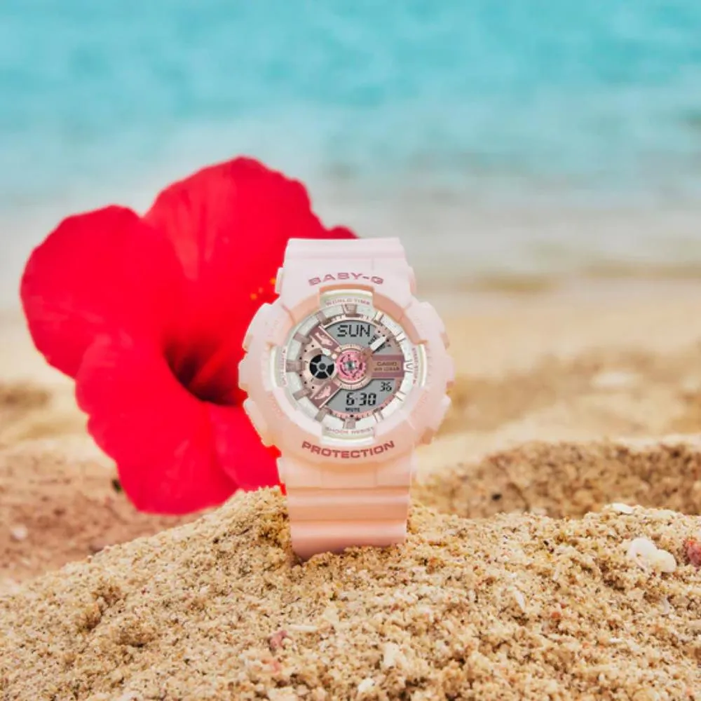 Baby-G Aqua Planet Collaboration Digital Analog Pink Resin Strap Women's Watch BA-110AQ-4ADR-P
