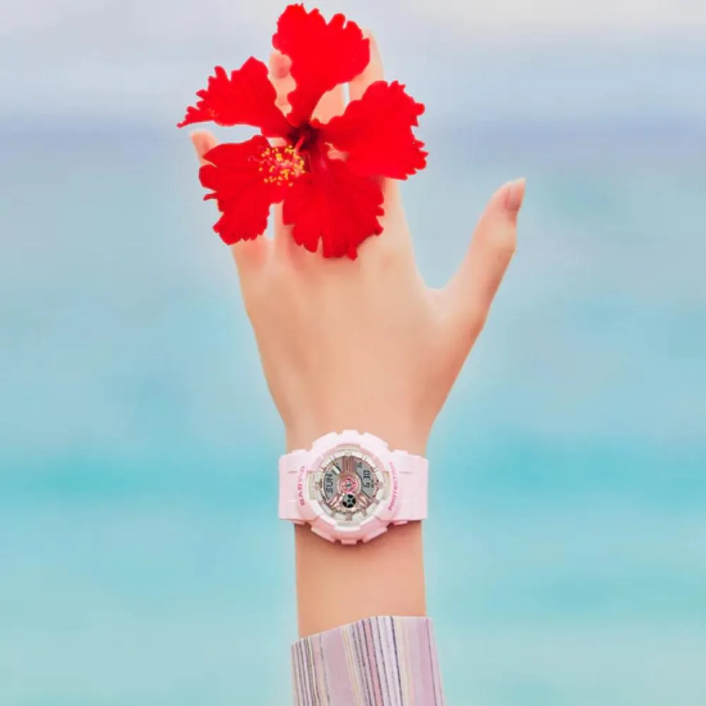 Baby-G Aqua Planet Collaboration Digital Analog Pink Resin Strap Women's Watch BA-110AQ-4ADR-P