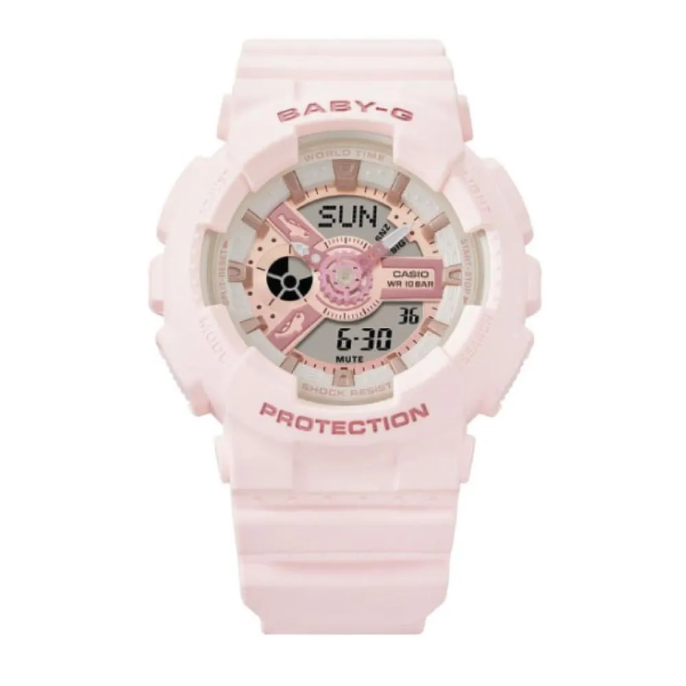 Baby-G Aqua Planet Collaboration Digital Analog Pink Resin Strap Women's Watch BA-110AQ-4ADR-P