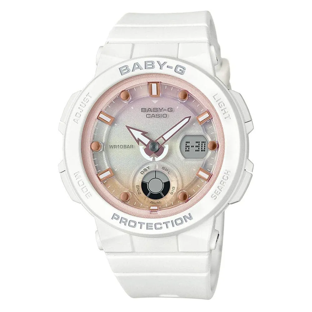    BABY-G BGA-250-7A2DR DIGITAL QUARTZ WHITE RESIN WOMEN'S WATCH 