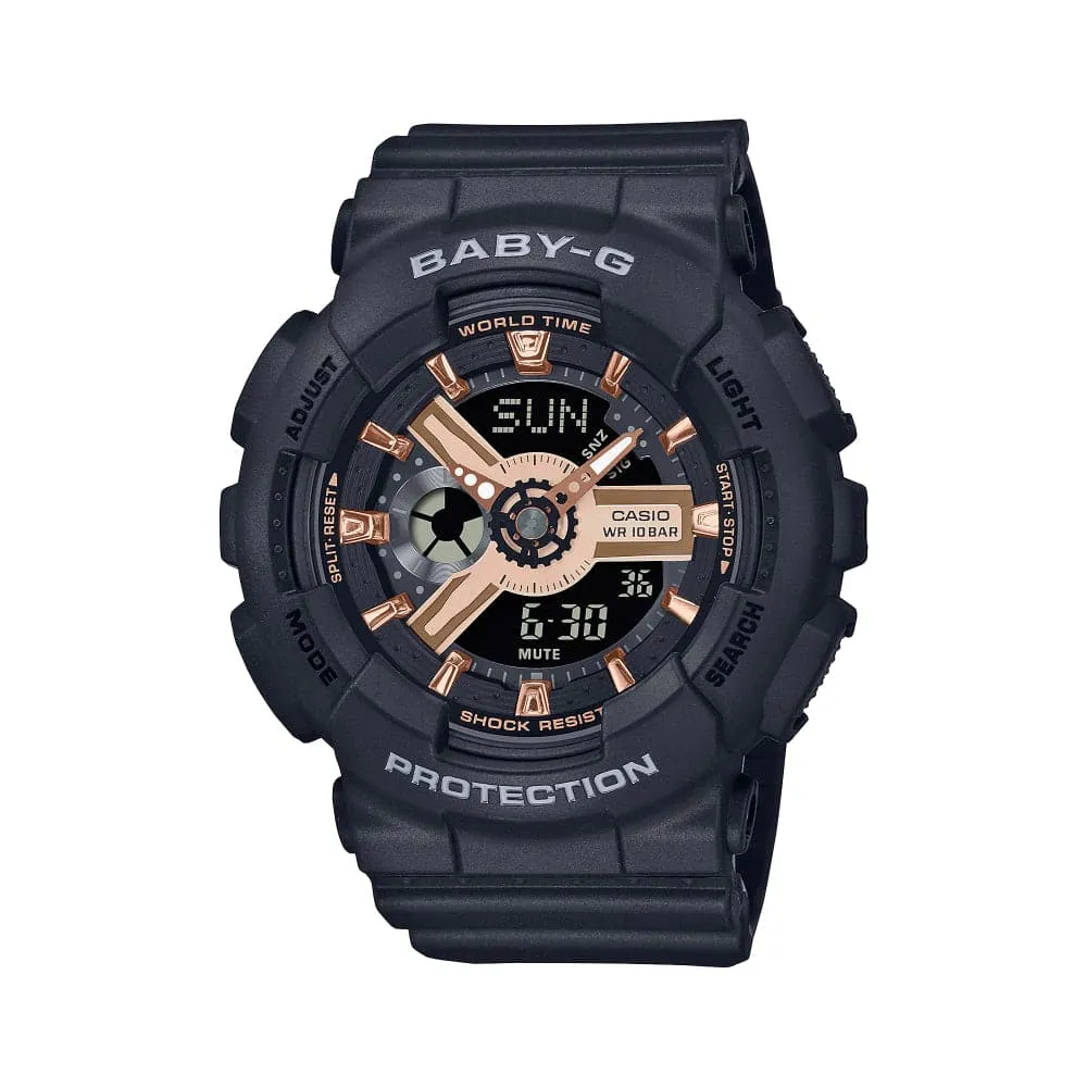    Baby-G Digital-Analogue Black Resin Strap Women Watch BA-110XRG-1ADR 