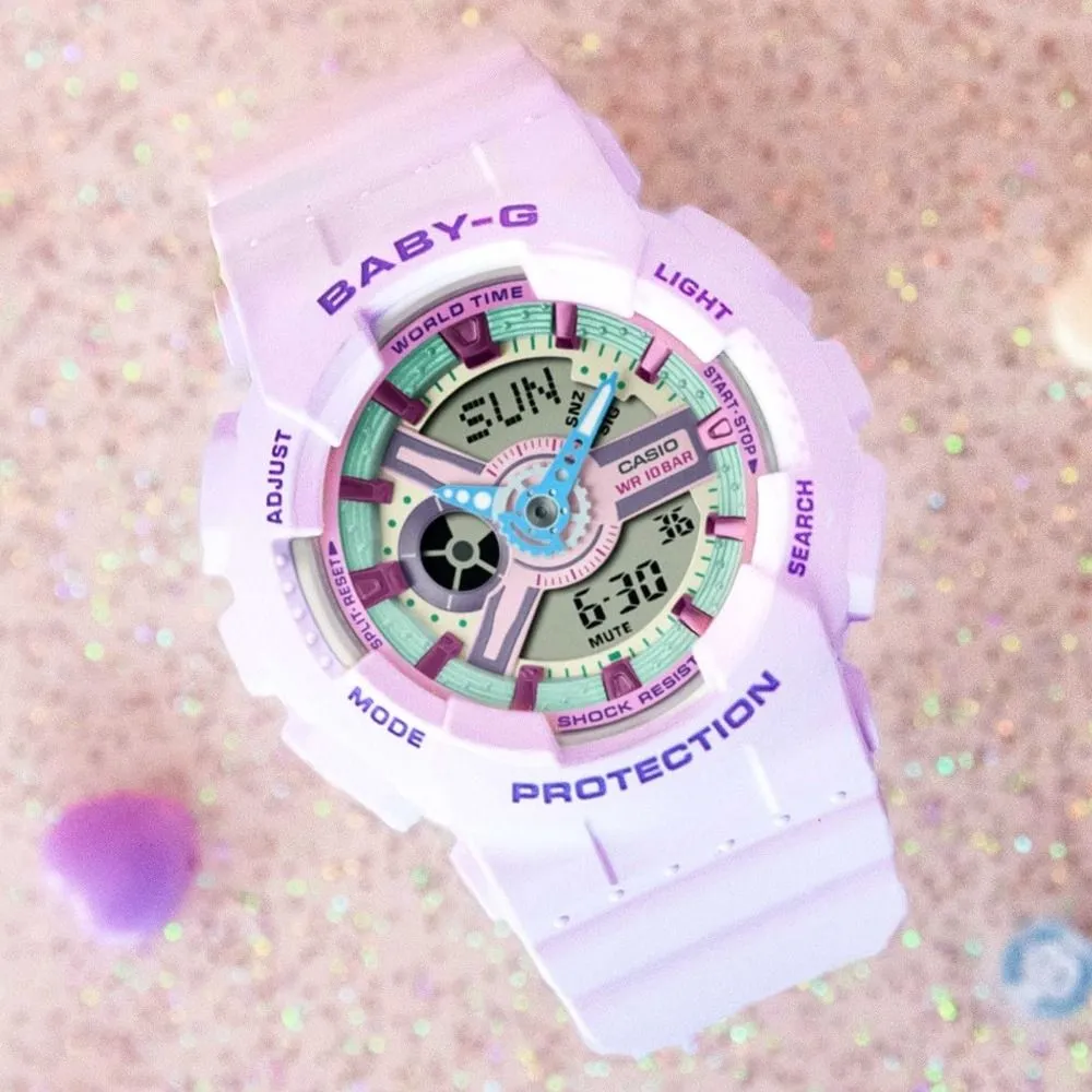 Baby-G Digital-Analogue Purple Resin Strap Women Watch BA-110XPM-6ADR