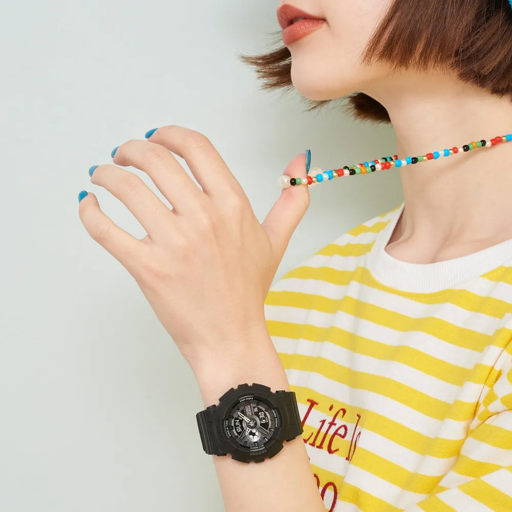 Baby-G Digital-Analogue Quartz Black Resin Strap Women Watch BA-110XBC-1ADR