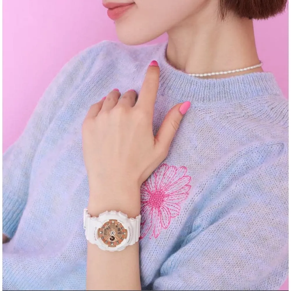 Baby-G Digital-Analogue White Resin Strap Women Watch BA-110X-7A1DR-P