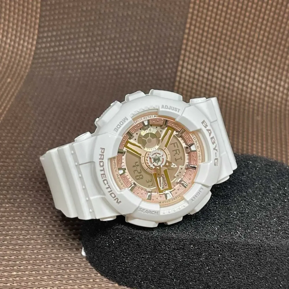 Baby-G Digital-Analogue White Resin Strap Women Watch BA-110X-7A1DR