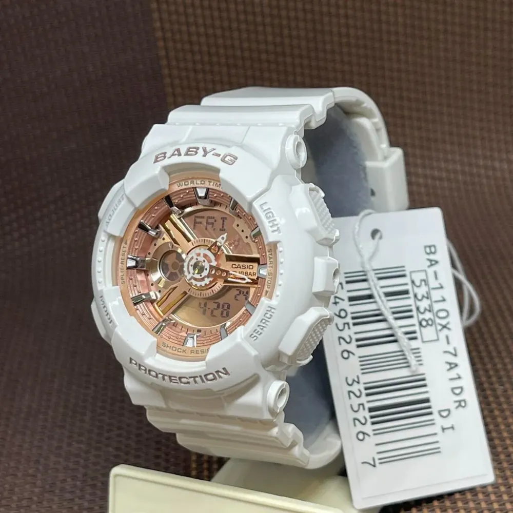 Baby-G Digital-Analogue White Resin Strap Women Watch BA-110X-7A1DR