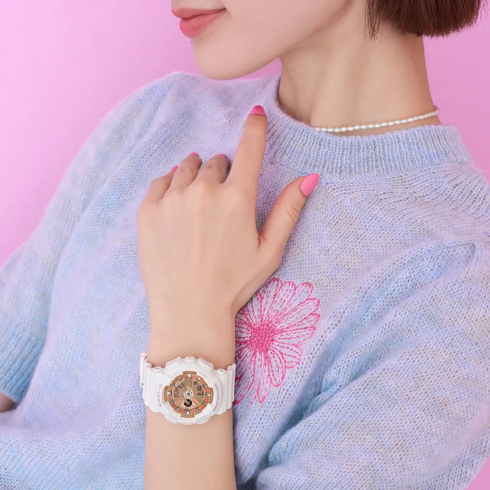 Baby-G Digital-Analogue White Resin Strap Women Watch BA-110X-7A1DR