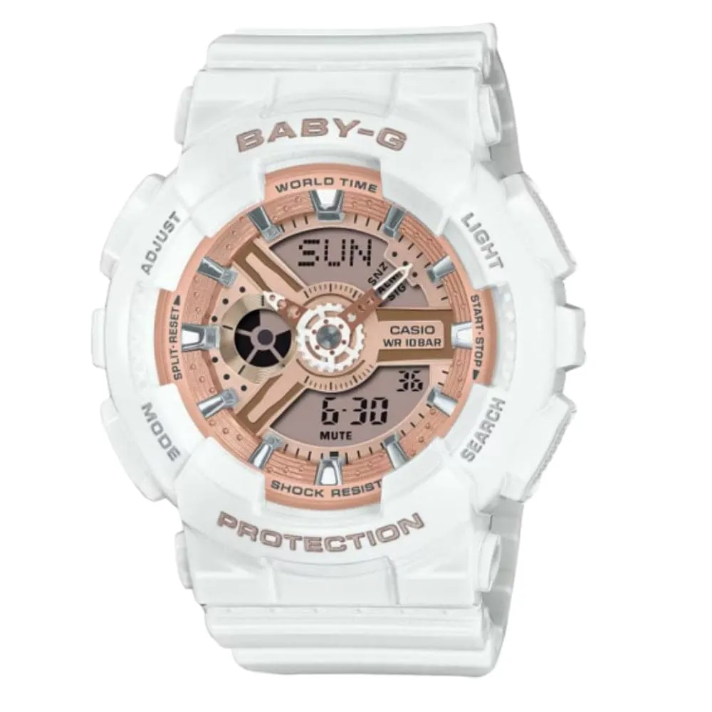    Baby-G Digital-Analogue White Resin Strap Women Watch BA-110X-7A1DR 