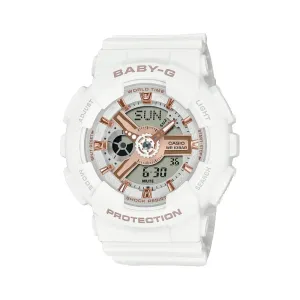    Baby-G Digital-Analogue White Resin Strap Women Watch BA-110XRG-7ADR 