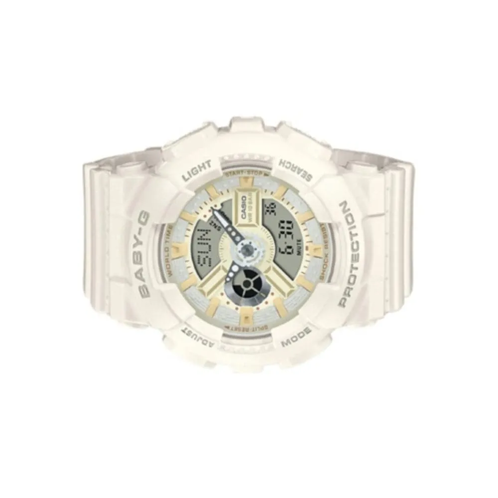 Baby-G Digital-Analogue White Resin Strap Women Watch BA-110XSW-7ADR-P